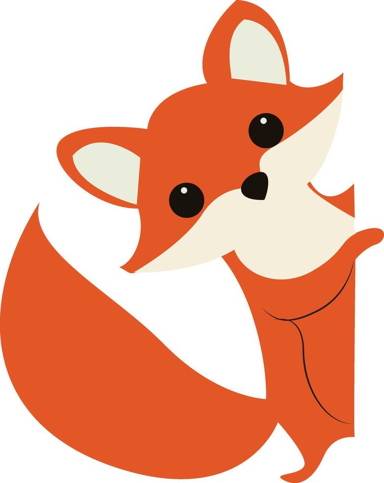 Cute Orange Fox Peeking Cartoon vector
