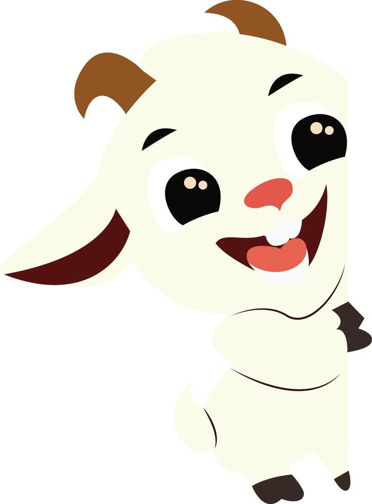 Happy Cartoon Goat Illustration Image Peeking vector
