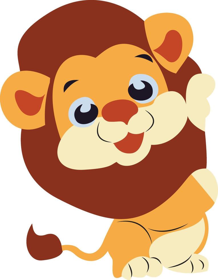 Cute Cartoon Lion Cub Illustration Peeking vector