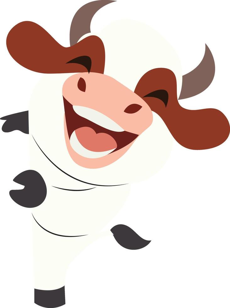 Happy Cartoon Cow Laughing Peeking vector