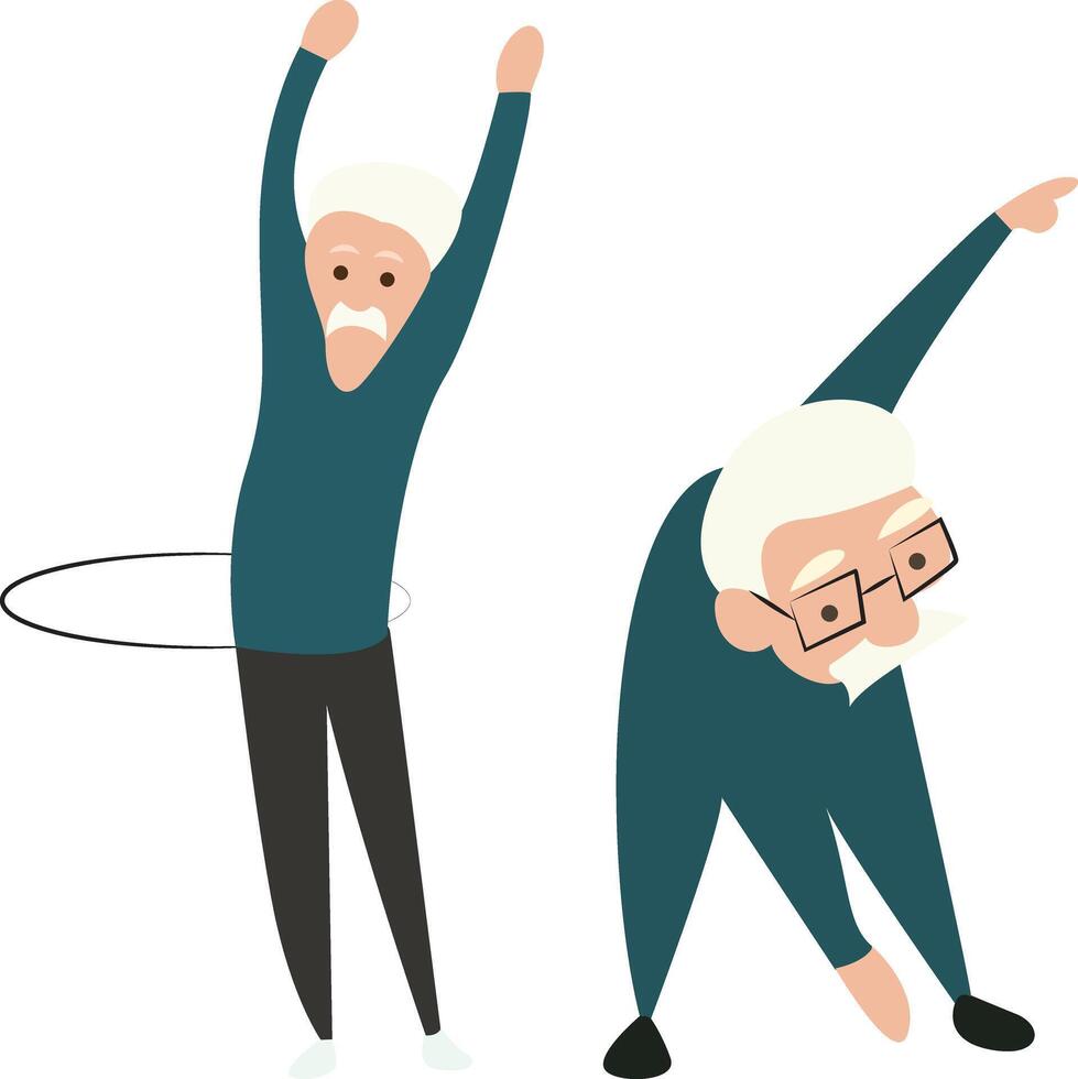 Senior Men's Fitness Exercise Routine vector