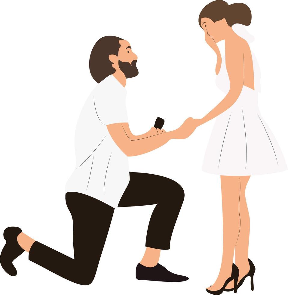 Man Proposing Marriage Woman Crying Joy vector