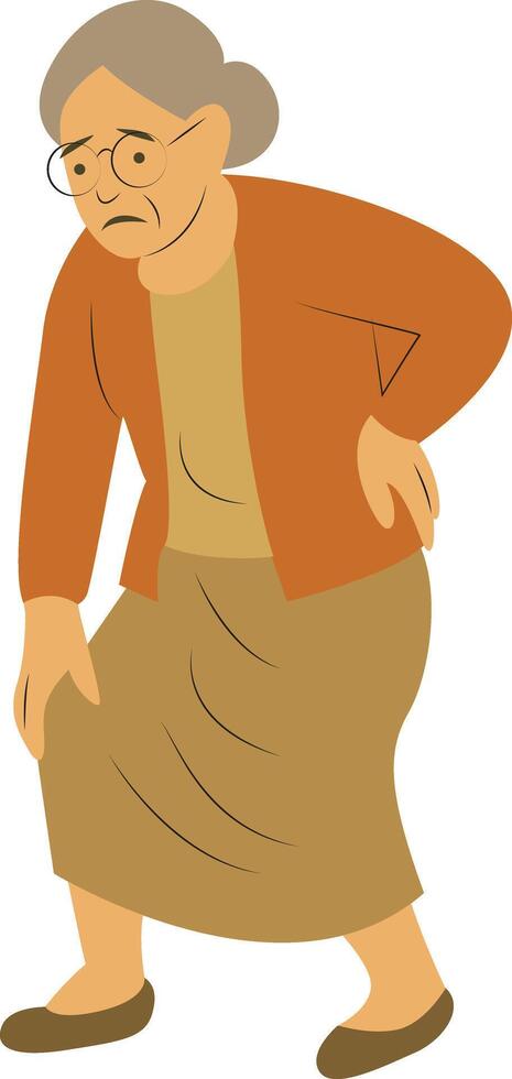 Elderly Woman Experiencing Lower Back Pain vector