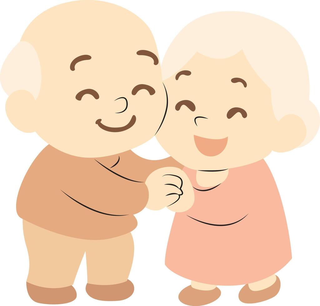 Happy Elderly Couple Holding Hands vector