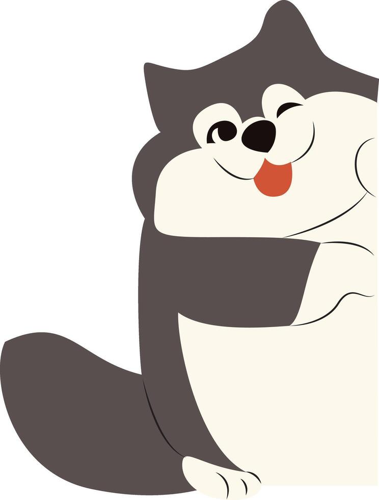 Playful Husky Winking Blank Sign Peeking vector