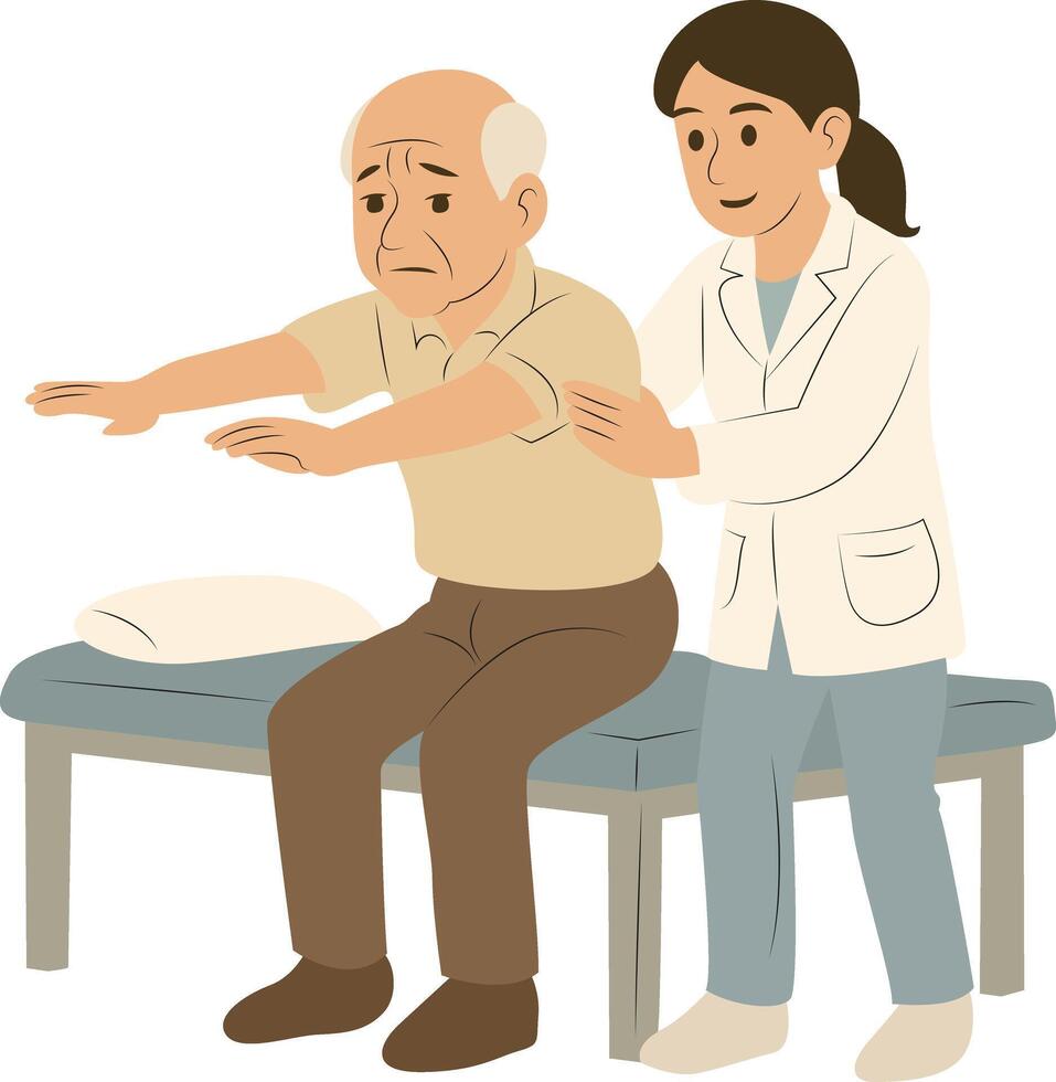 Elderly Man Physical Therapy Session vector