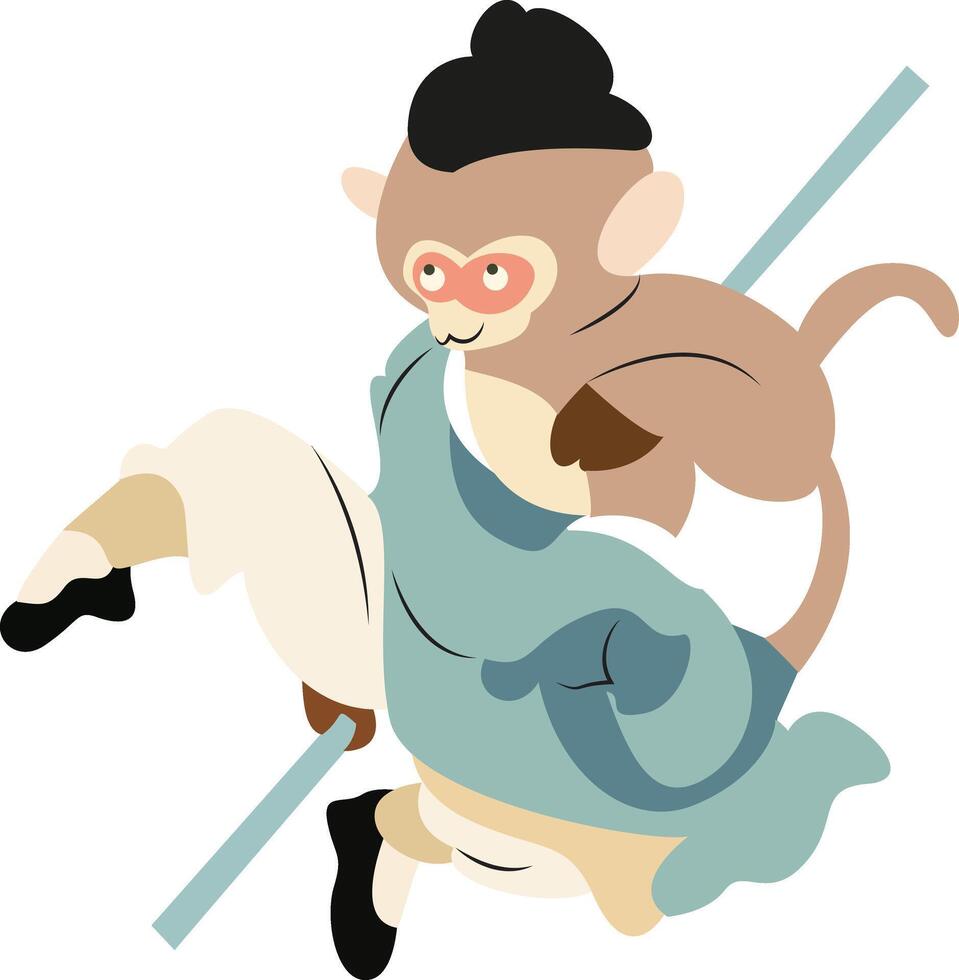 Monkey King Cartoon Digital Art. vector