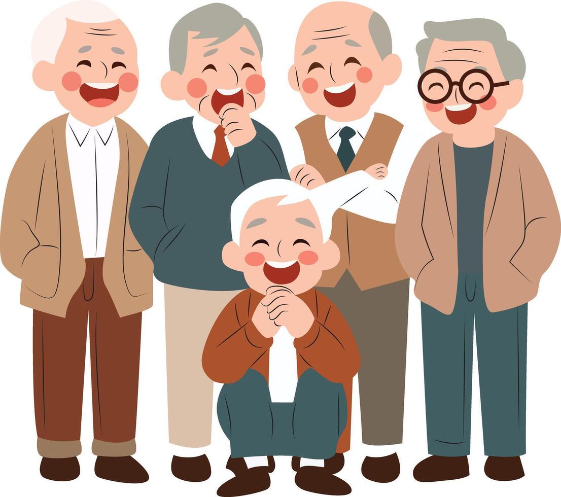 Happy Senior Men Group Laughing Together vector