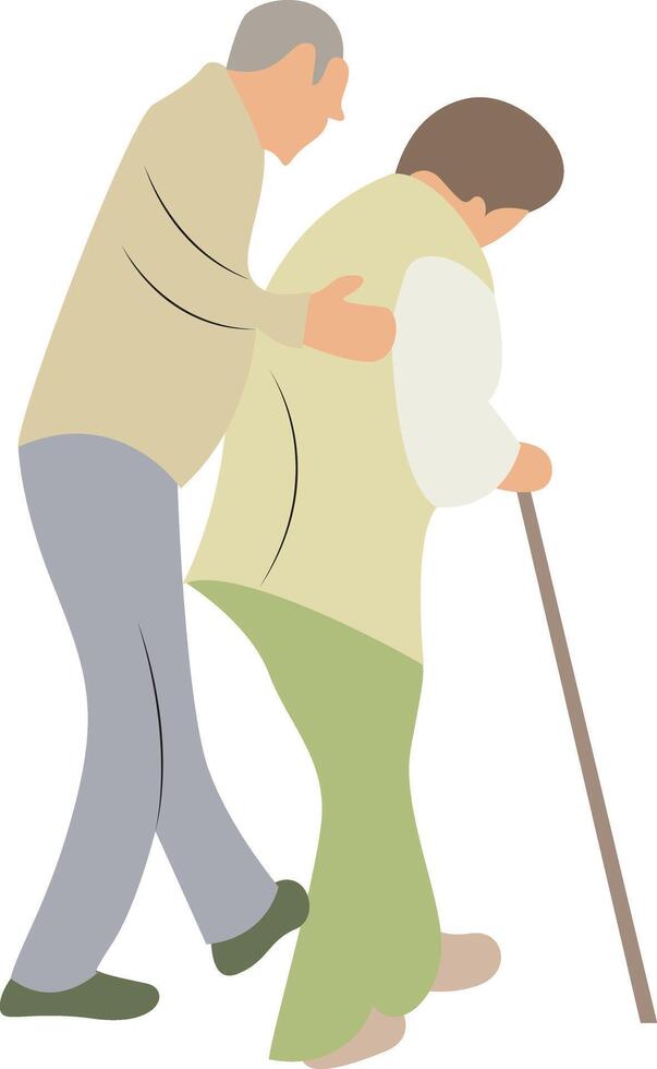 Elderly Man Assisting Walking Cane vector