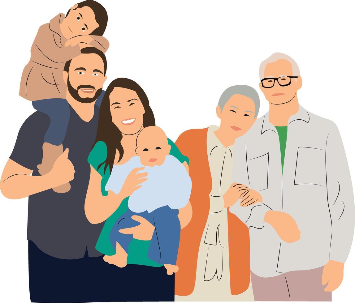 Multigenerational Family Portrait Illustration vector