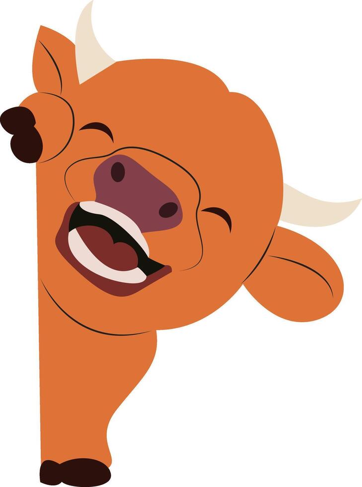 Happy Laughing Cartoon Bull Illustration vector