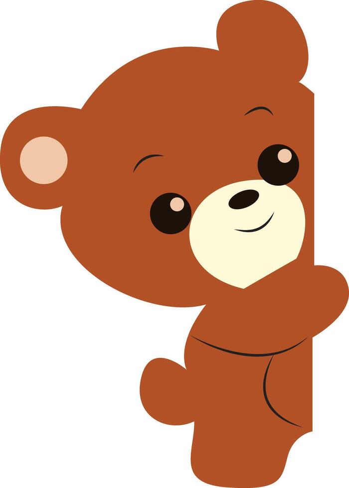 Cherubic Brown Bear Peeking In Cartoon vector