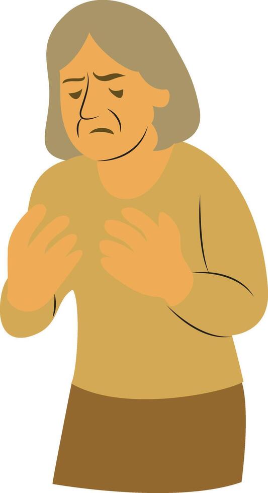 Elderly Woman Chest Pain Illustration vector
