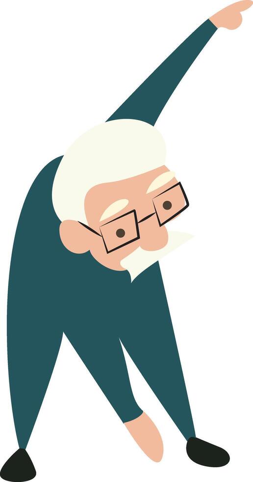 Elderly Man Stretching Side Bend Exercise vector
