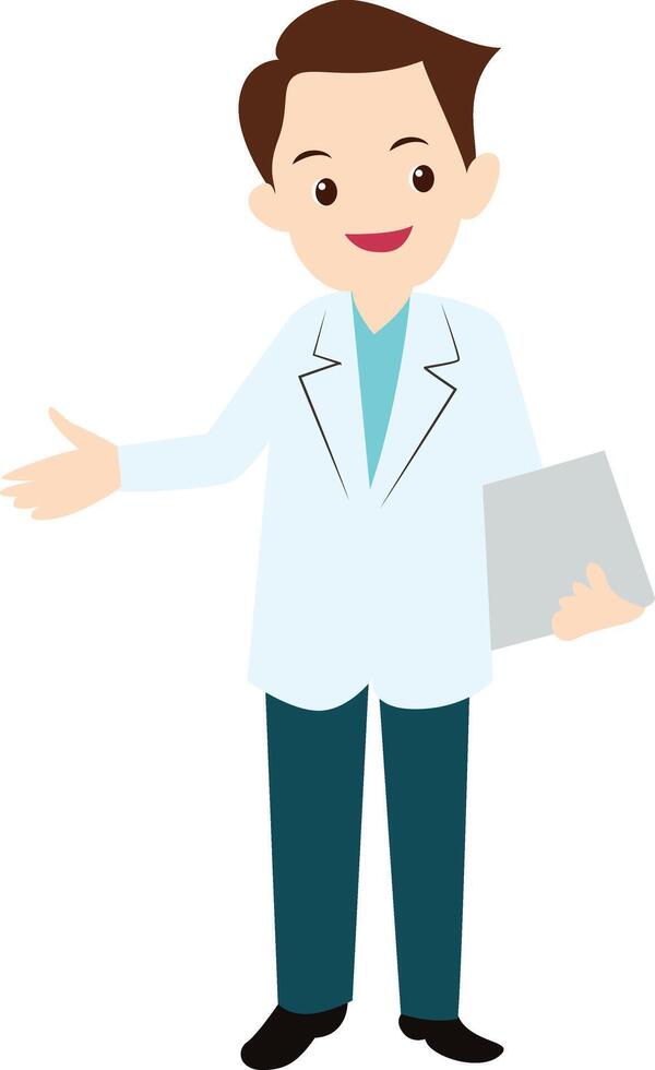 Smiling Doctor Welcoming Patient Clipboard vector