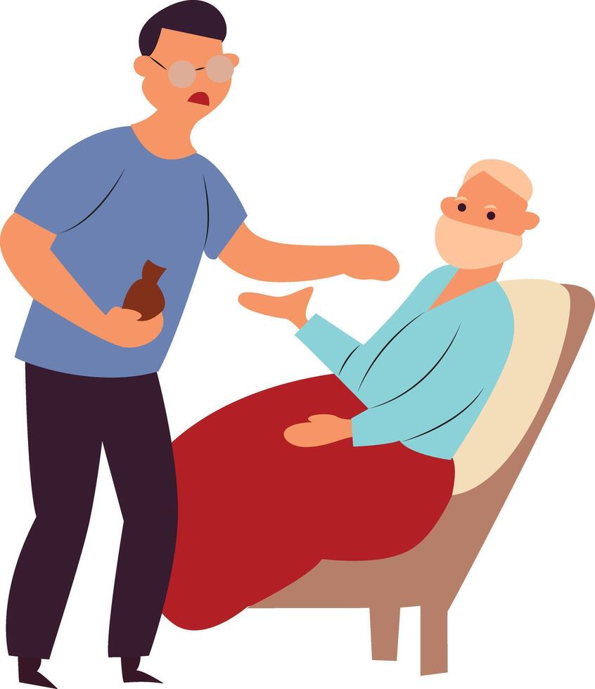 Young Man Stealing Elderly's Money vector