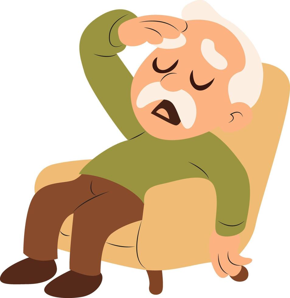 Elderly Man Relaxing Chair Headache vector