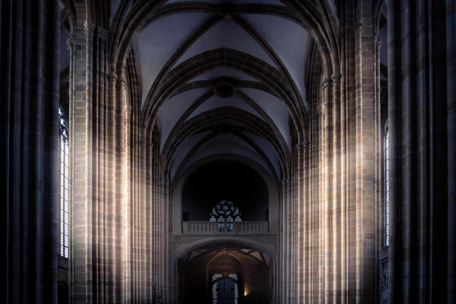 Meissen, Germany-august 17, 2022-Central nave with very tall columns and arches inside the Maissen Cathedral during the day photo