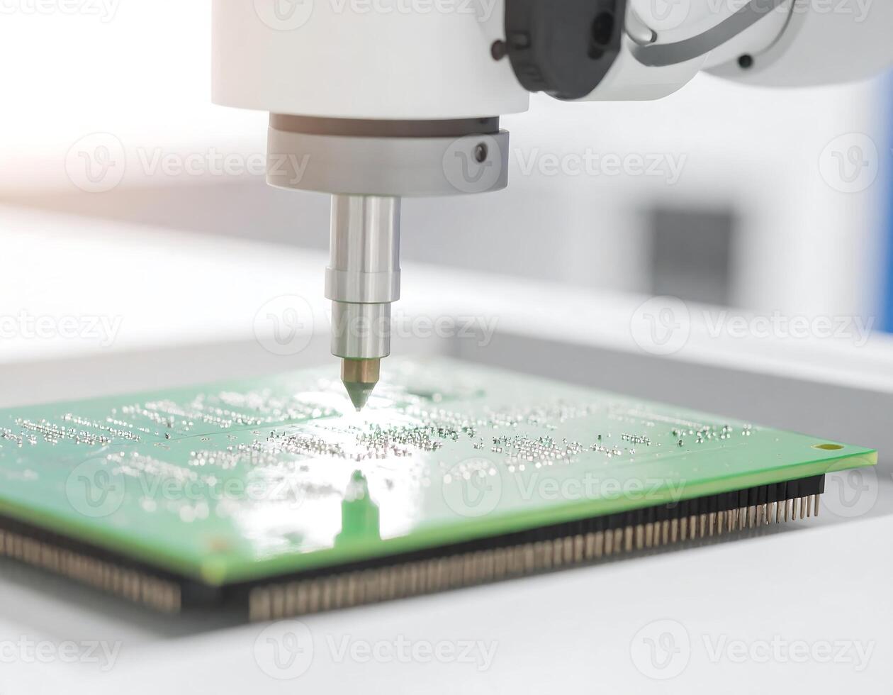Robot Arm Assembling Circuit Boards in Factory photo