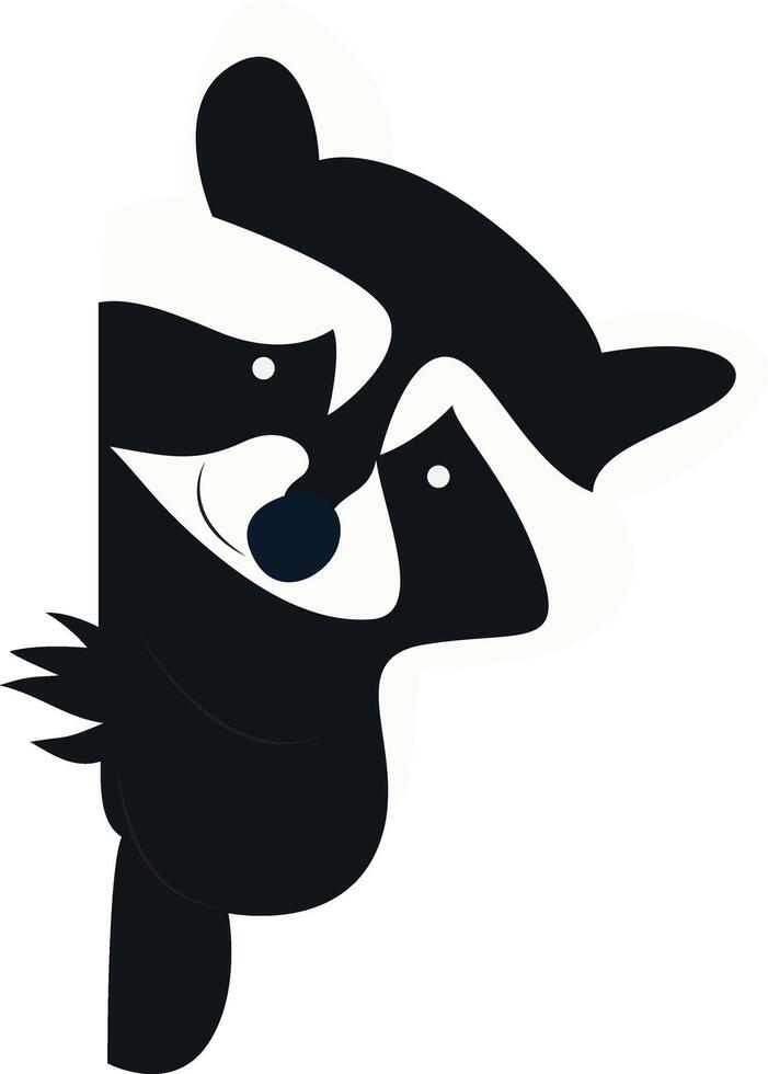 Stylized Raccoon Peeking Black Background vector