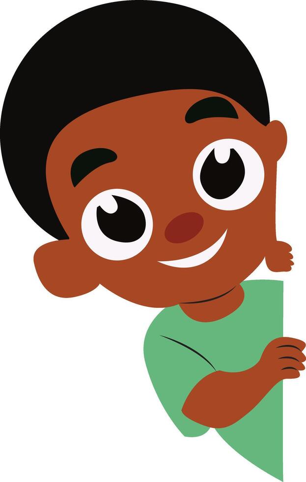 Happy Boy Peeking Cartoon Illustration vector