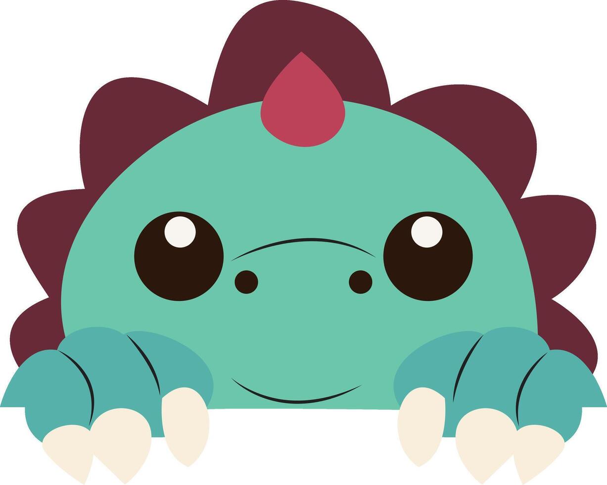 Cute Cartoon Dinosaur Peeking Illustration vector