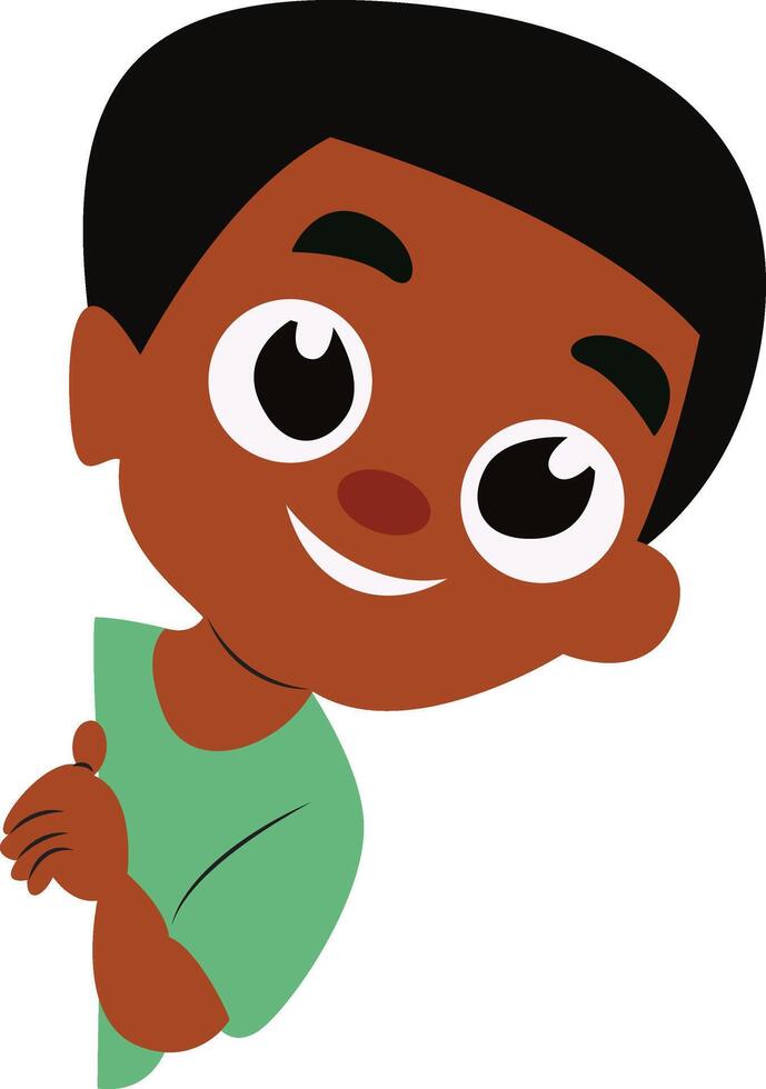 Cheerful Boy Peeking From Corner Cartoon Illustration vector