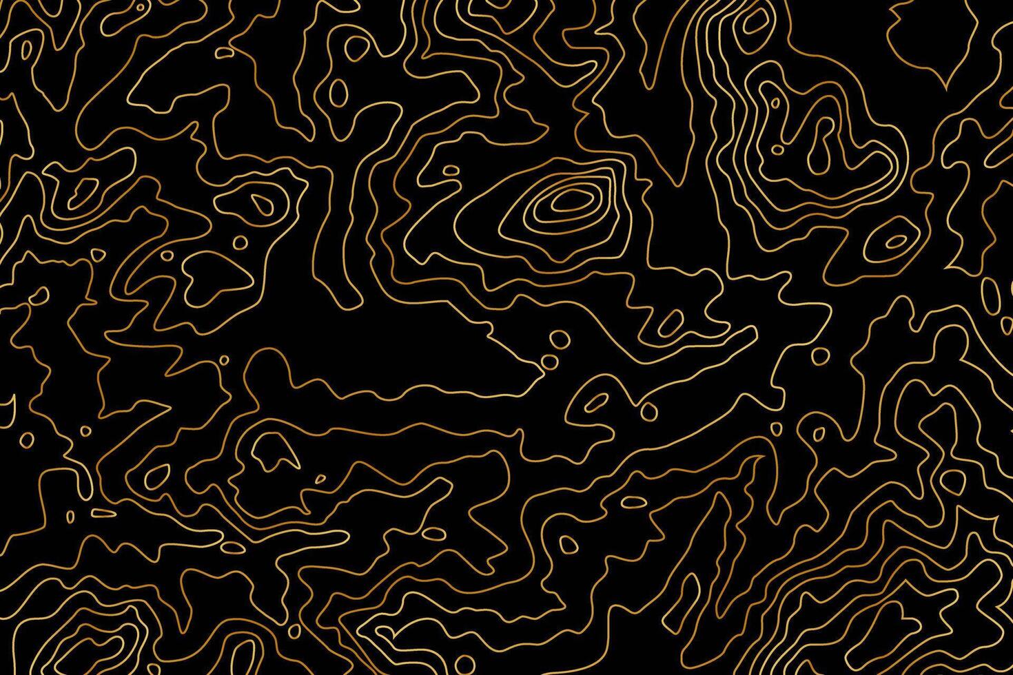 collection of Topographic map. Abstract shapes illustration design. Contour map pattern. gold line isolated in black background. vector