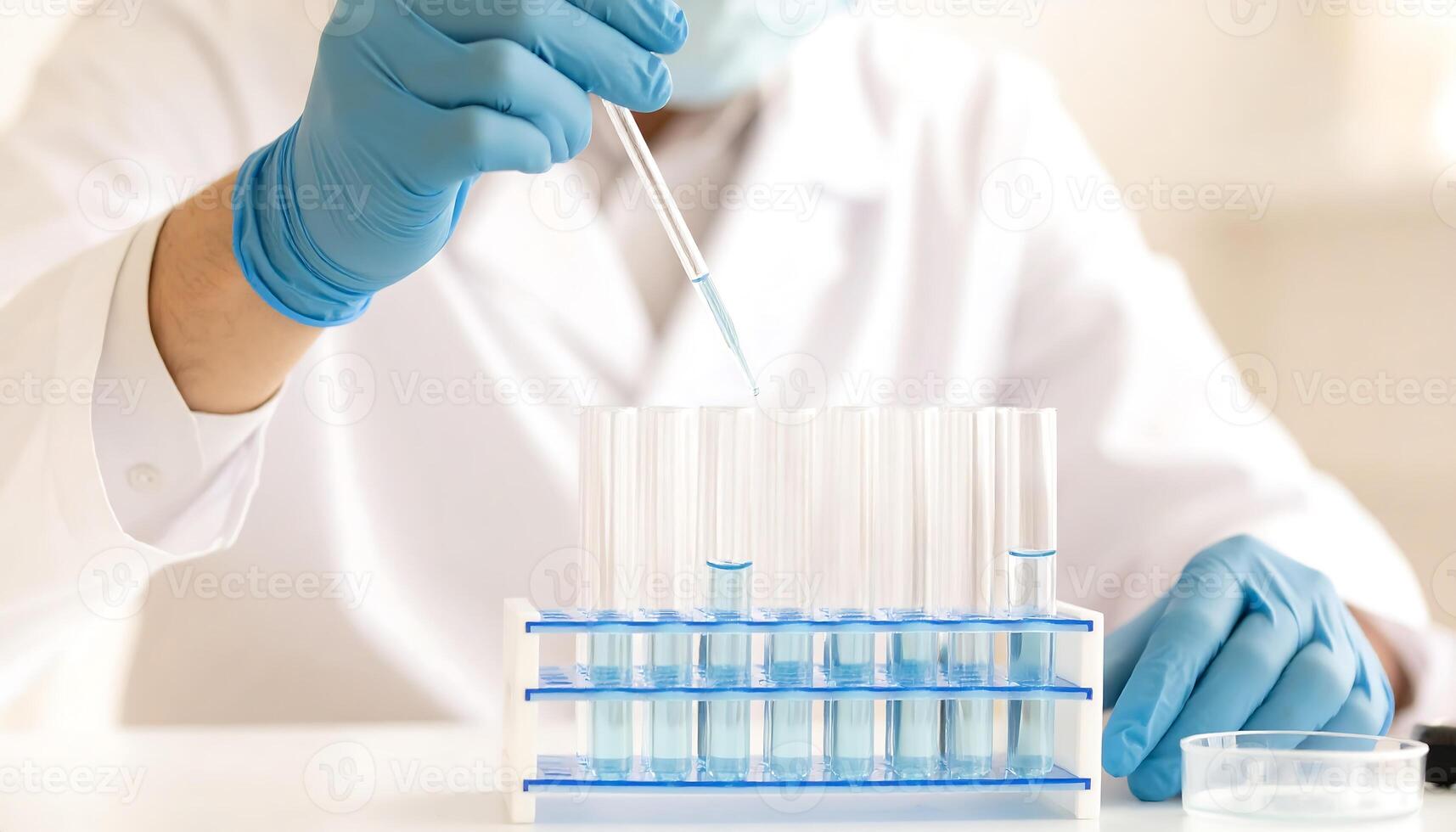 Scientist Analyzing Biochemical Samples in Advanced Scientific Laboratory photo