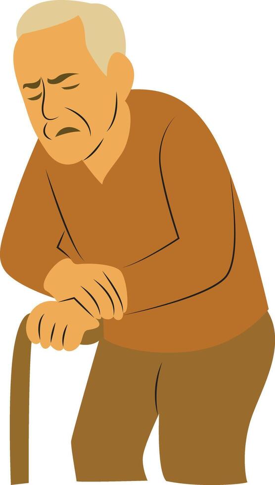 Elderly Man Cane Pain Illustration vector