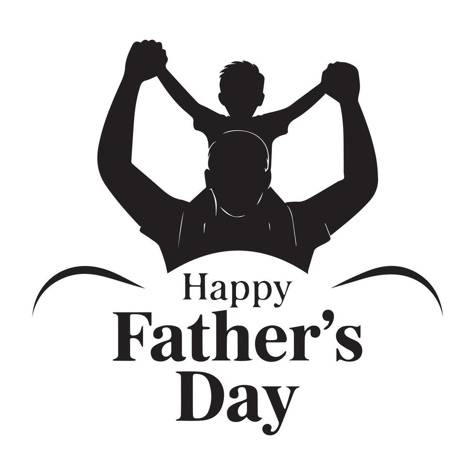 Black silhouette of joyful father and son celebration graphic use in fathers day vector