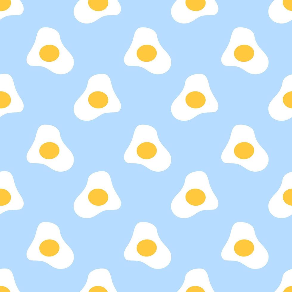 Seamless breakfast food pattern with fried egg. Morning Background. flat illustration. vector