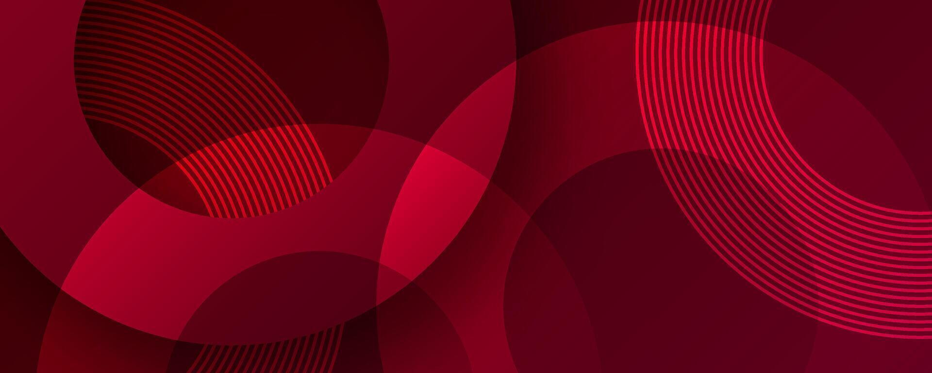 3D red abstract background overlap layer on dark space with circles lines effect decoration. Modern graphic design element cutout style concept for web banner, flyer, card, cover, or brochure vector