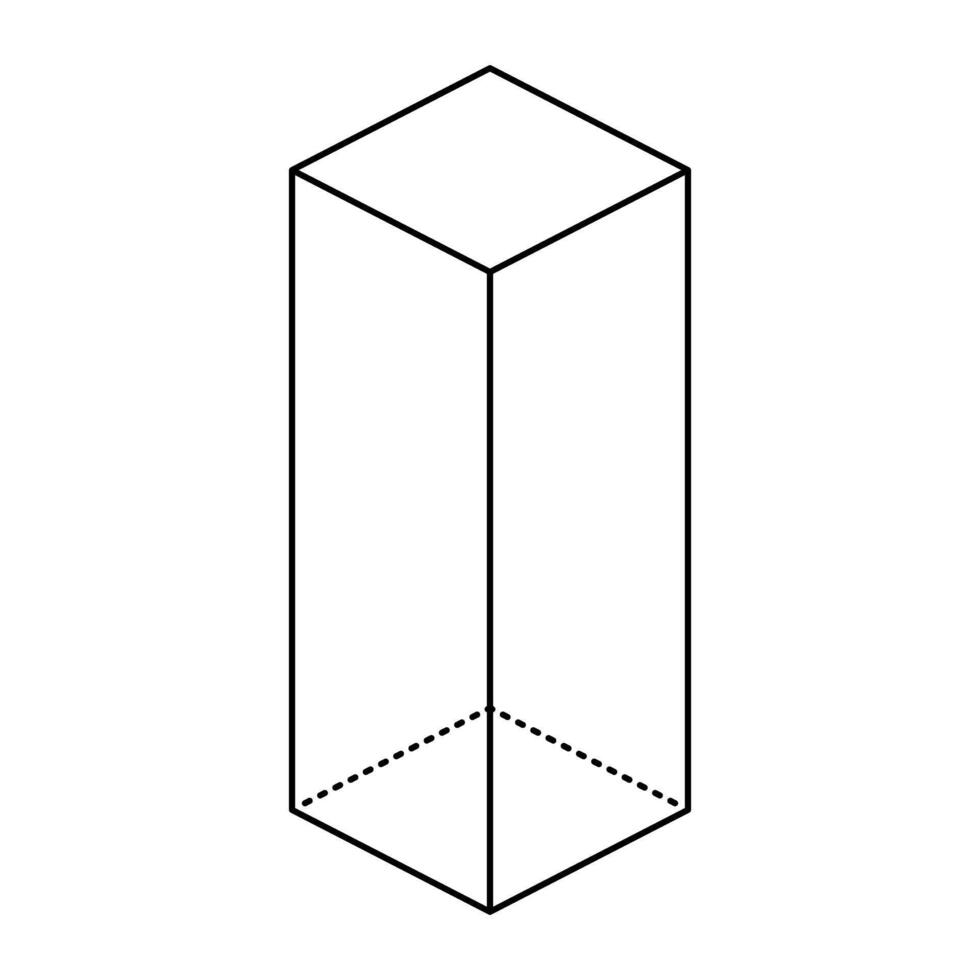 Three-Dimensional Rectangular Prism icon. vector