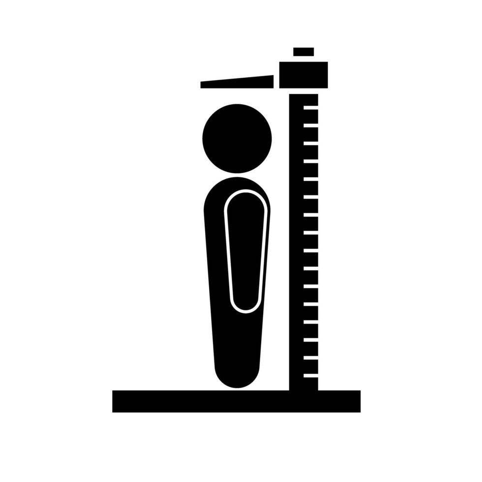 Person Measuring Height Using Stadiometer Silhouette. vector