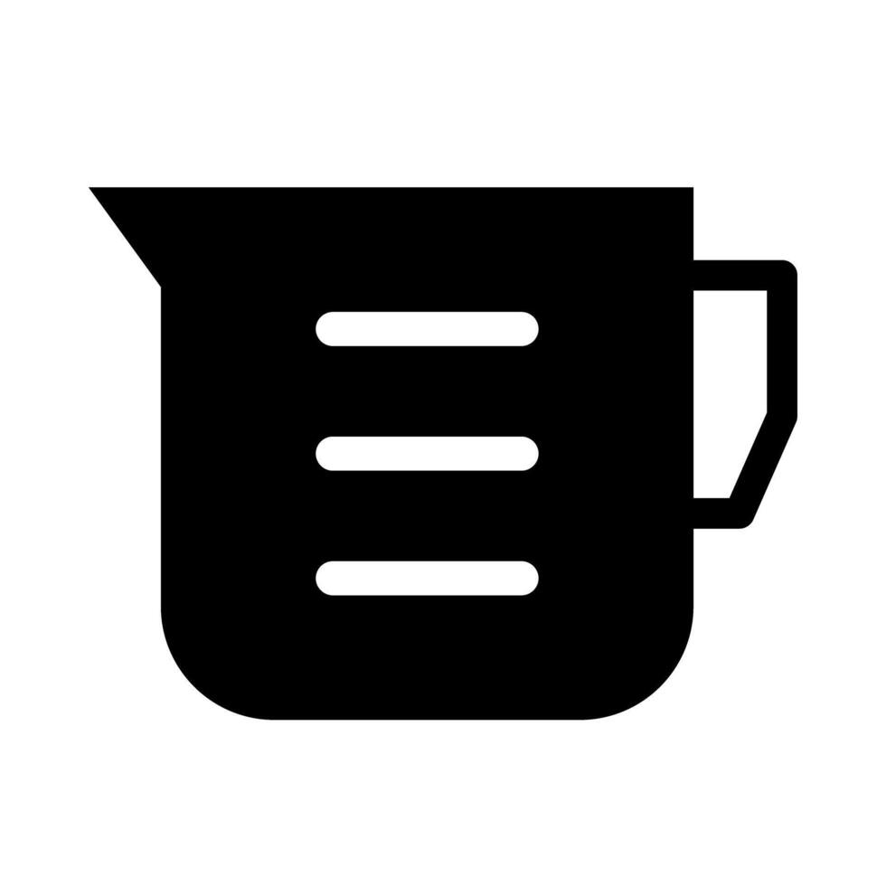 Measuring cup with scale silhouette icon. vector
