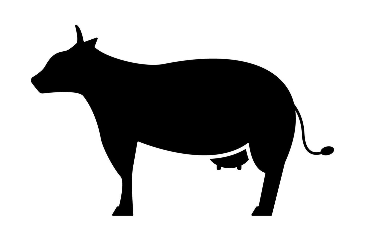 Sideways cow silhouette icon. vector