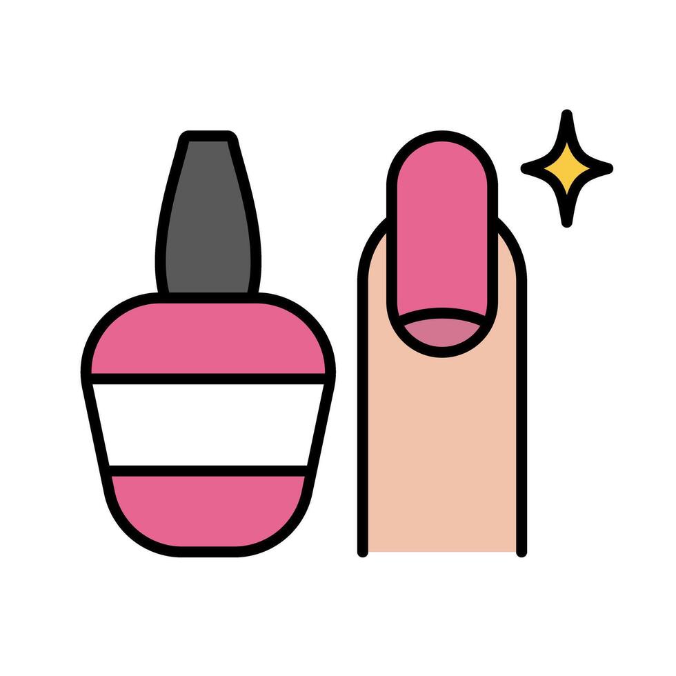 Pink Nail Polish and Manicure Design icon. vector