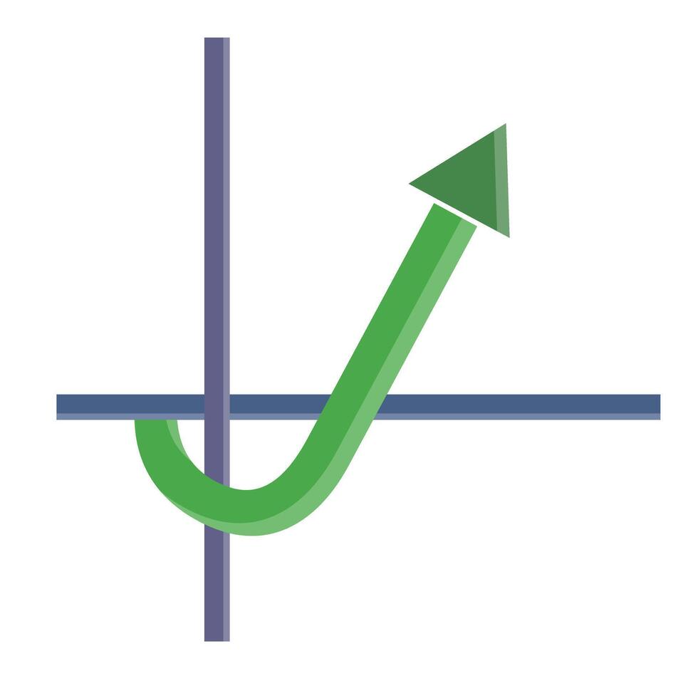 Simple J-curve graph icon vector