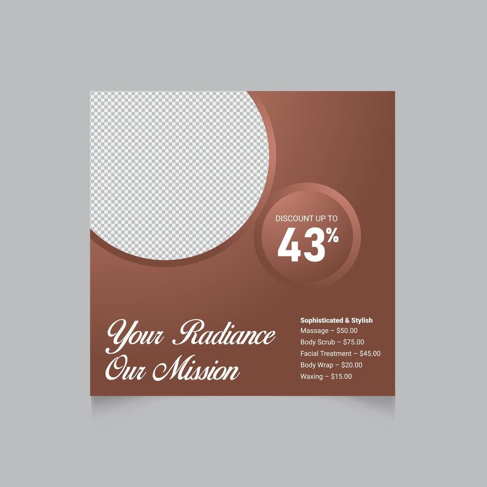 Elegant Spa And Beauty Salon Discount Template For Social Media Marketing vector