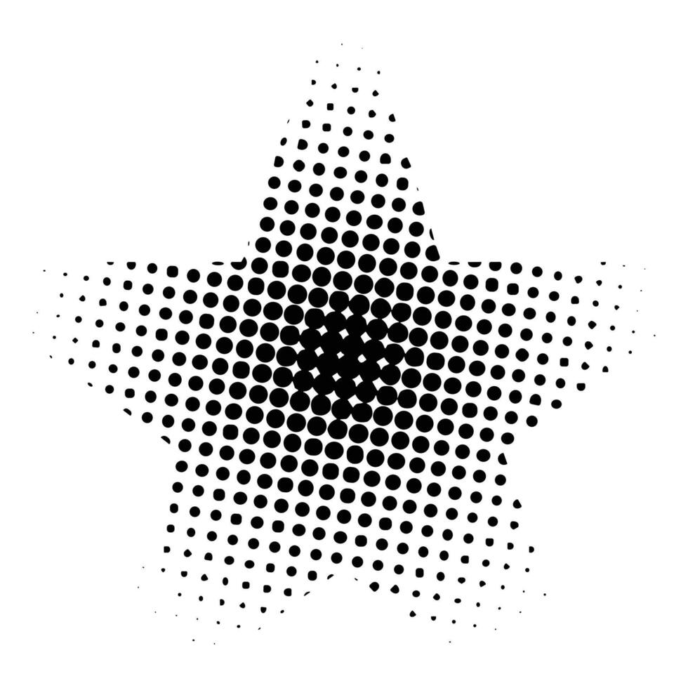 Halftone style black star shape isolated on white background suitable for design concepts vector