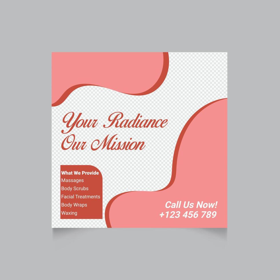 Beauty Salon Promotion Template With Elegant Pink Design And Text vector