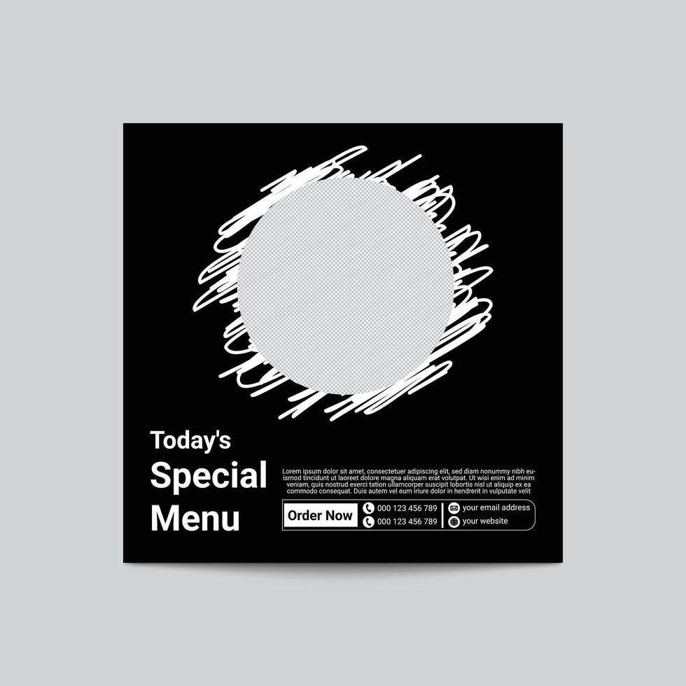 Modern Restaurant Social Media Post Design Template Black Background vector