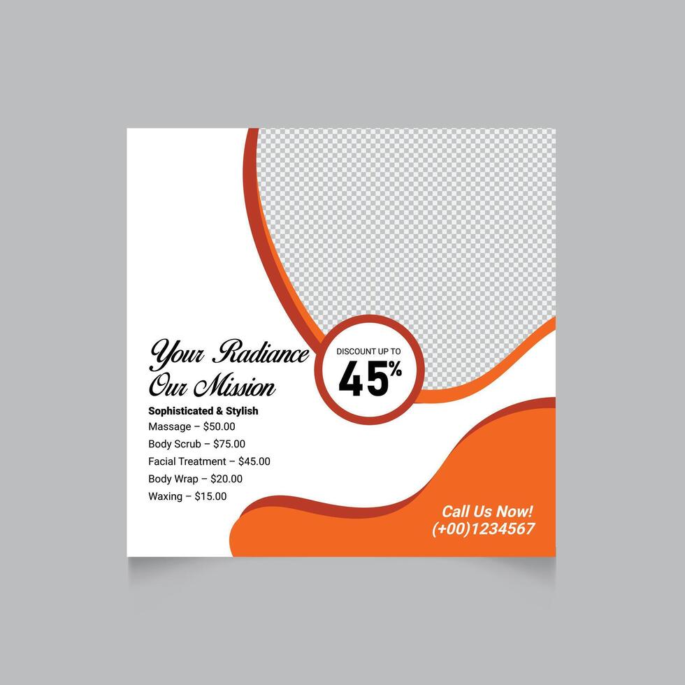 Sophisticated And Stylish Beauty Spa Template Design For Social Media Post Promotion vector