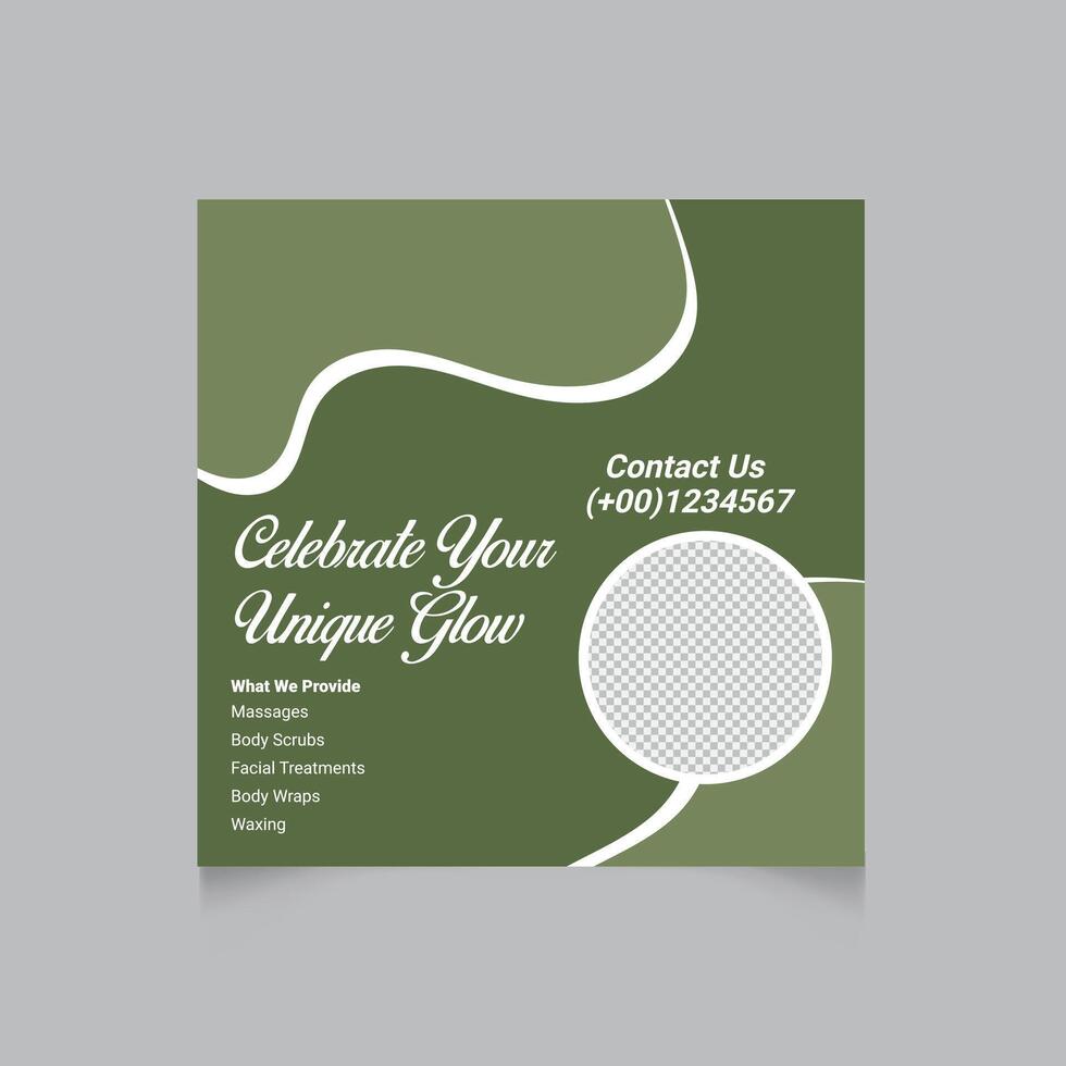 Olive Green Spa Social Media Template For Promotions And Advertisements vector
