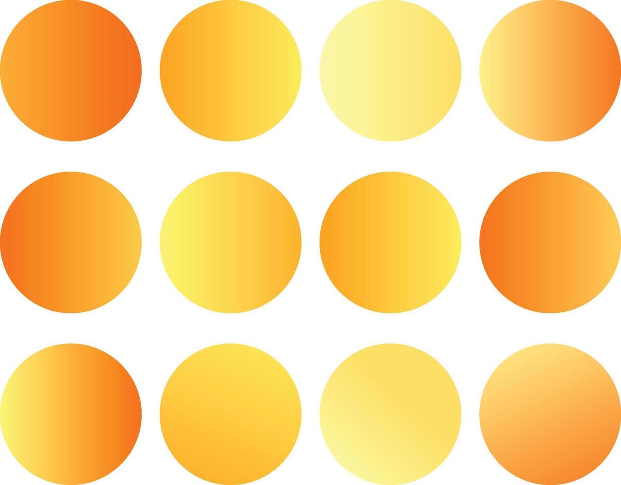 Gradient color palette of circular shapes in shades of yellow and orange on white background vector