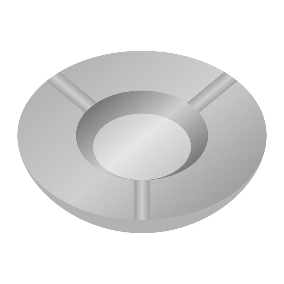 Metallic cigarette ashtray icon. vector