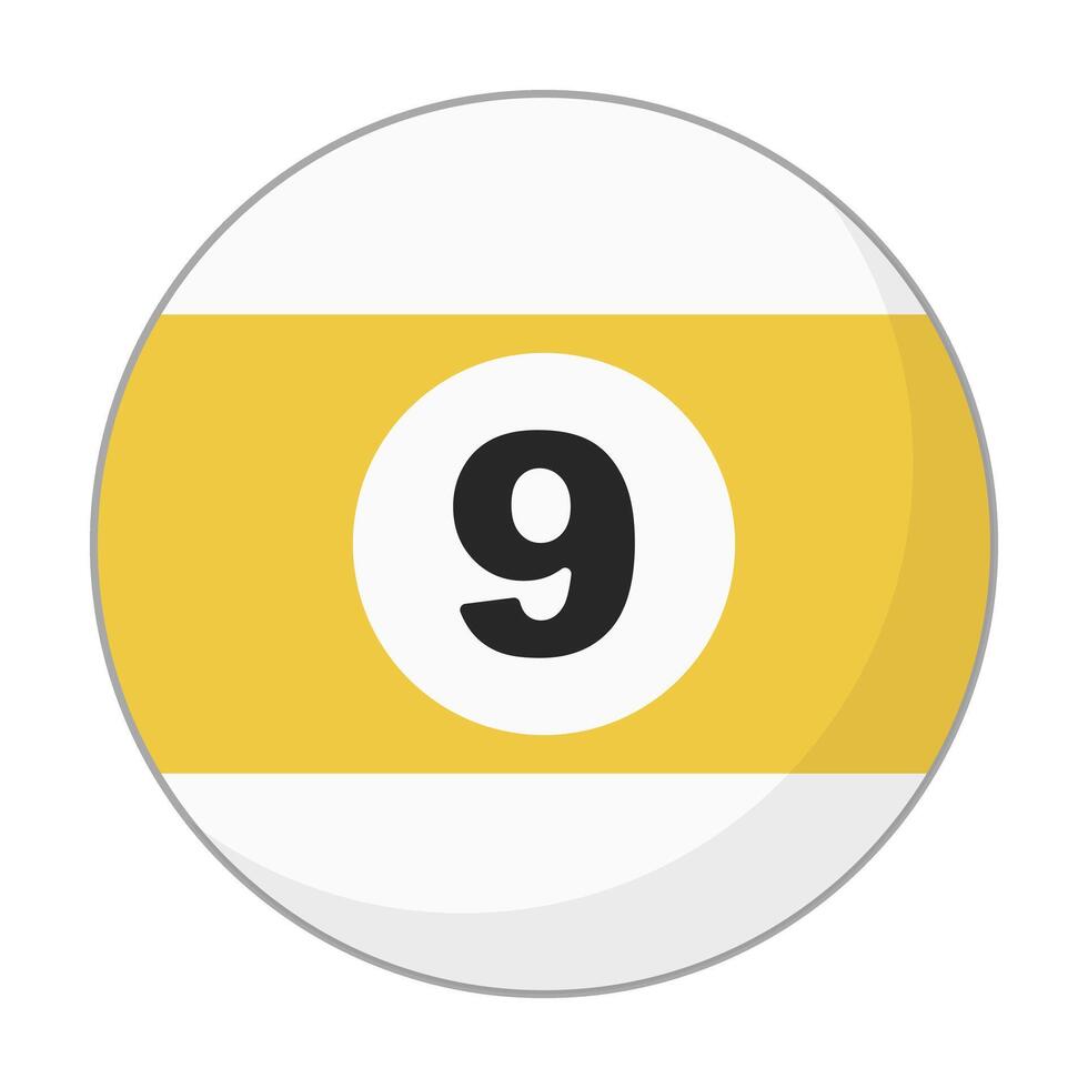 Flat design billiard 9 ball icon. vector
