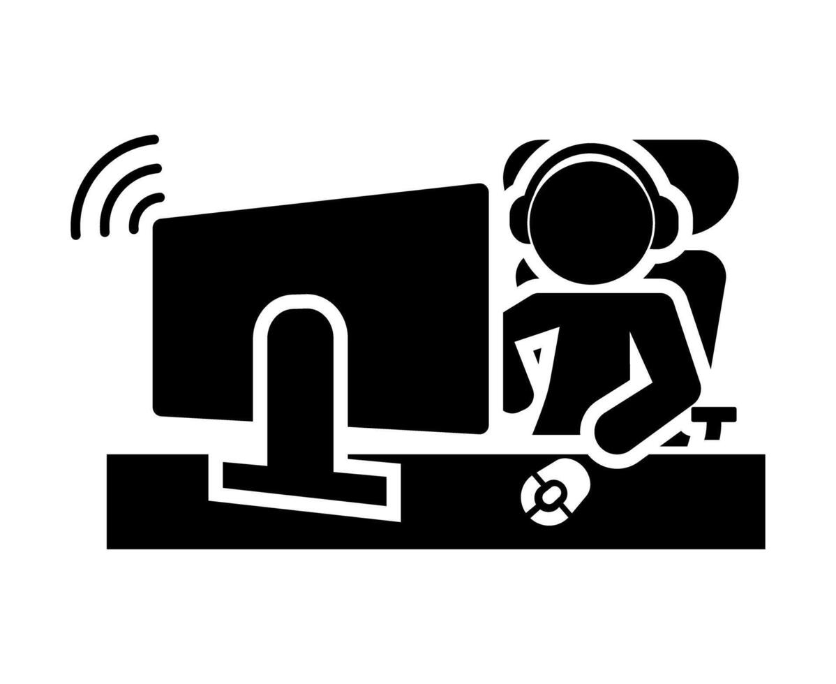 Online streamer silhouette icon. vector