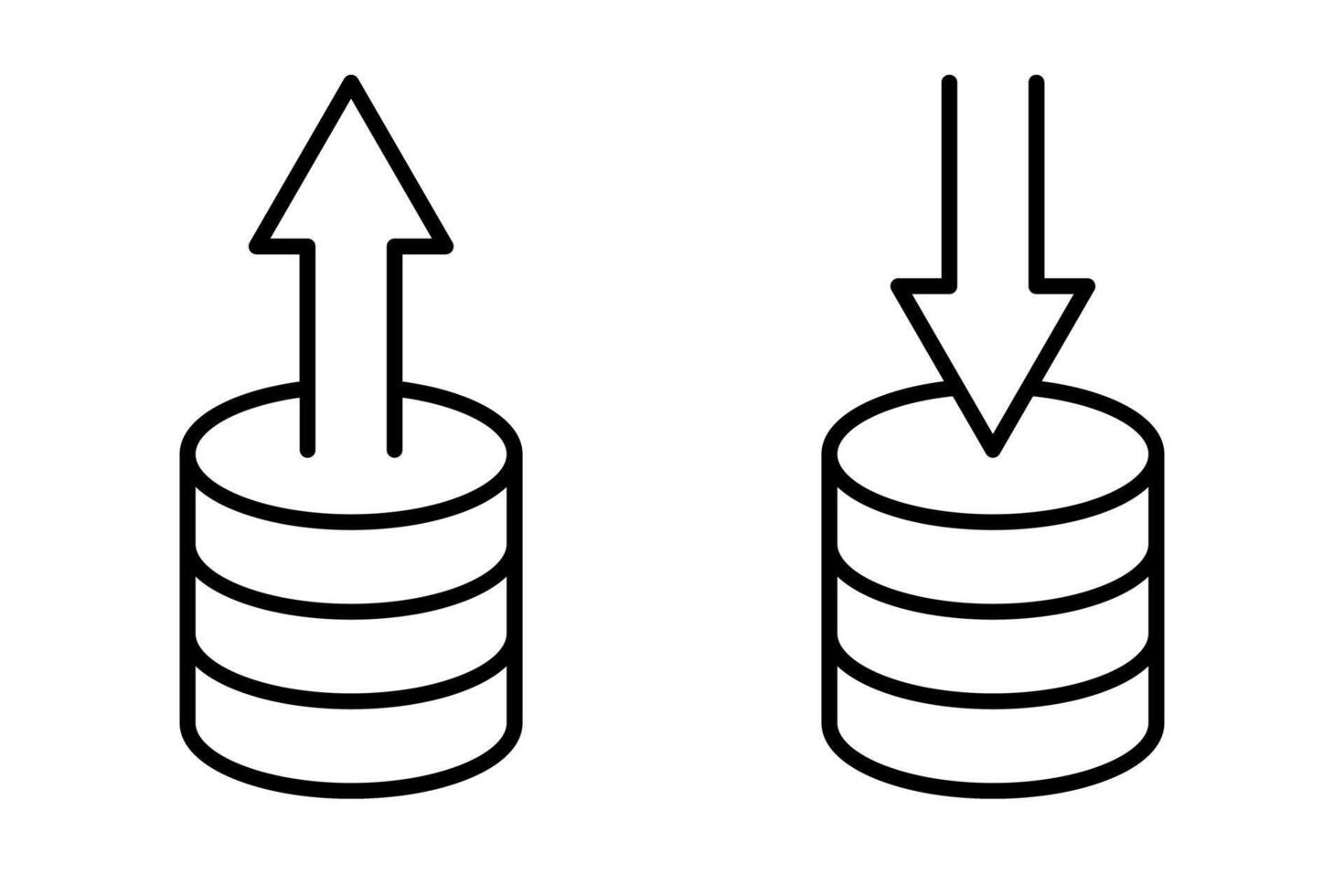 Simple server upload and download icon set. vector